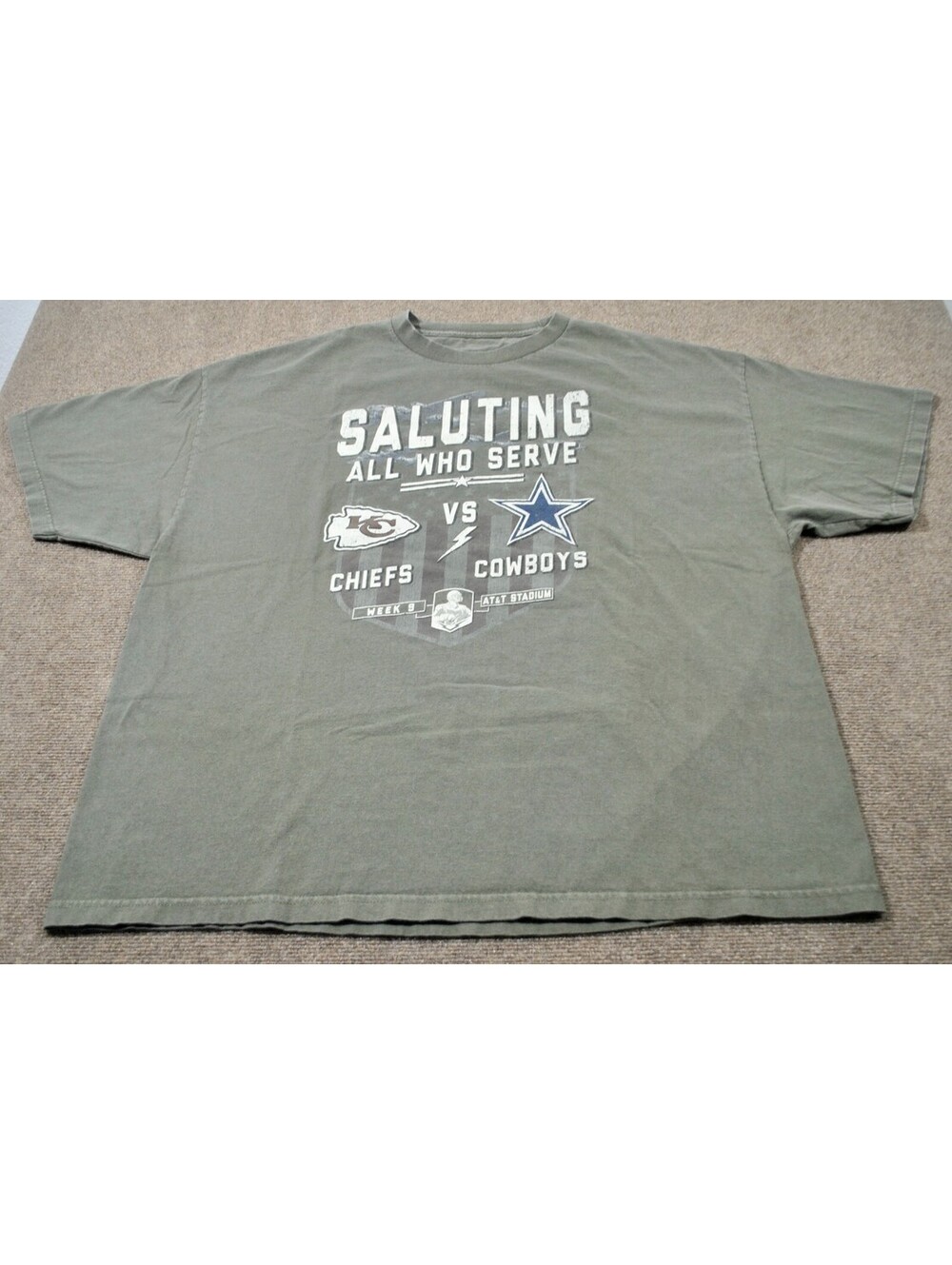 Dallas Cowboys Kansas City Chiefs Military Salute NFL Football Shirt 2X-large